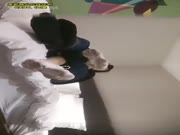 胖哥酒店约身材颜值很不错的性感美女啪啪,迫不及待扑倒,扯掉裤子边干边扒她衣服,还和美女商量要无套内射她.国语!