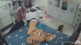 家庭摄像头偷拍绝对真实乱伦，丑陋黝黑秃顶公公强行摁到强上儿媳妇