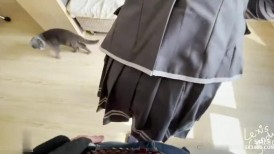 反差母狗，上海OF红人,剧情演绎，制服校花兼职钟点工，被大屌房主强上，对话刺激